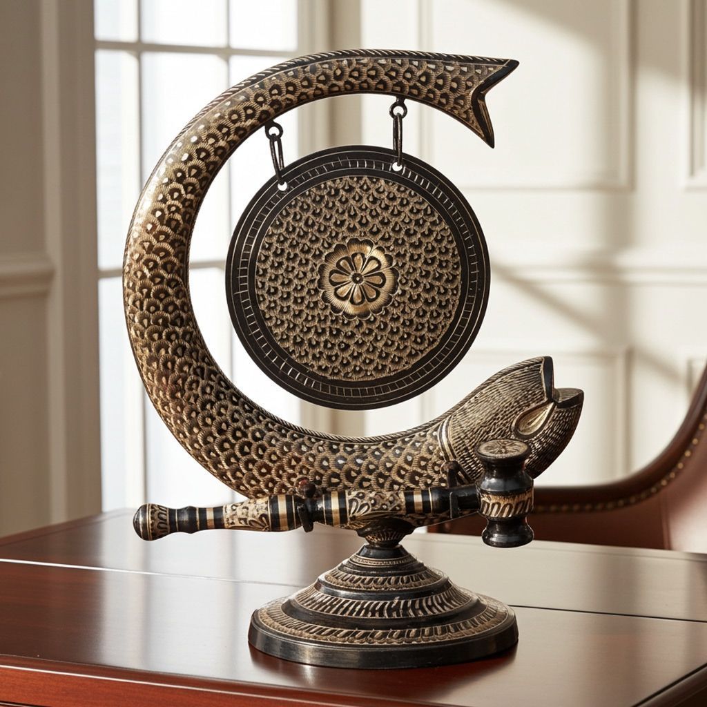 Brass Fish Shape Dinner Bell - Premium Home Decor & Puja Bell, Height : 13 Inch (ANMAS172 C)