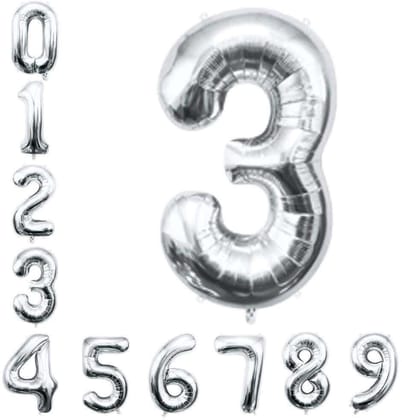 16" Numerical 3 Silver Balloon 16" Numerical 3 Silver Balloon
