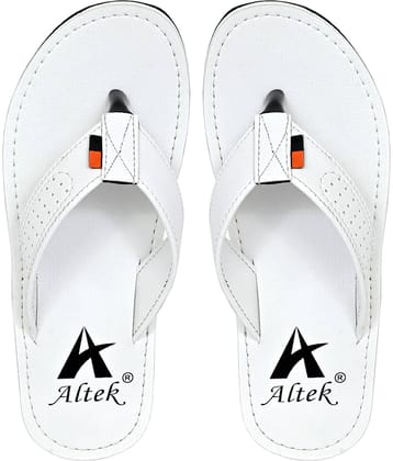 Altek White Men's Leather Slipper