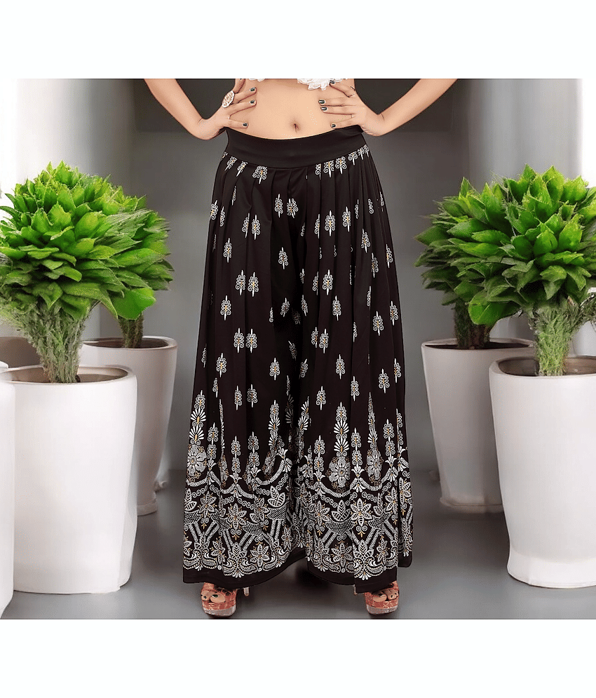 lasafiya Pack of 1 Lycra Wide leg Women's Palazzos ( Black )
