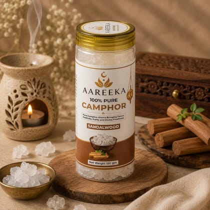 AAREEKA 100% Pure Sandalwood Camphor - 150gm Jar