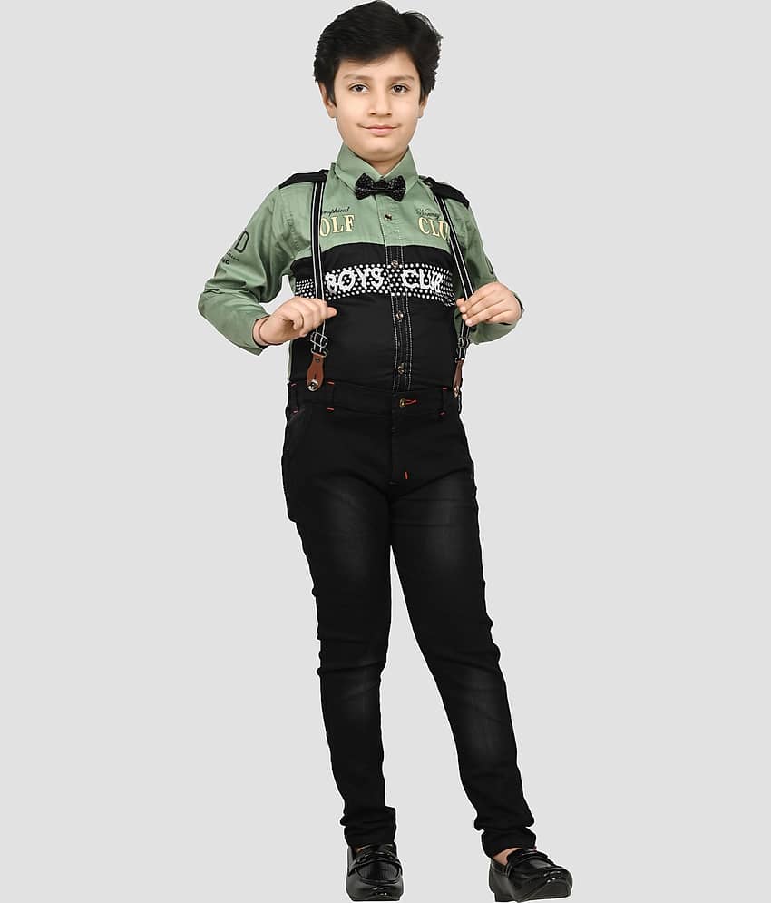 Cherry Tree Pack of 1 Boys Denim Shirt & Jeans Set ( Green )