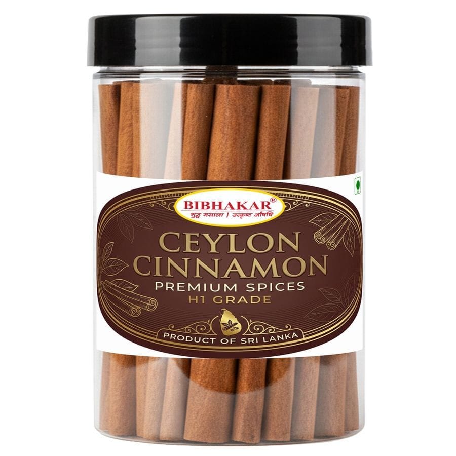 True Ceylon Cinnamon Sticks 100g - Quills from Sri Lanka, Airtight PET Jar | Bibhakar Spices - 100 gm - One pack
