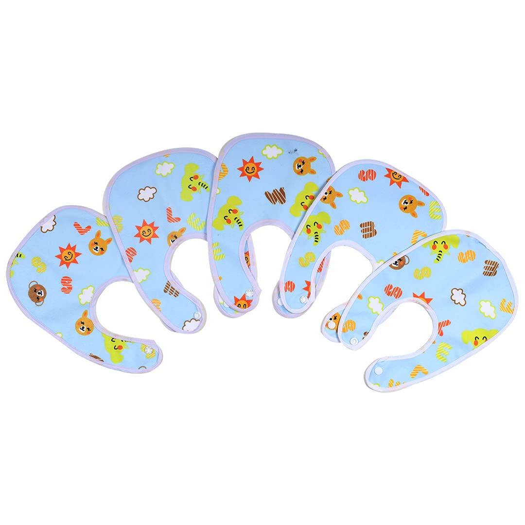 FAIRBIZPS Soft Baby Bibs Washable Waterproof Printed Baby Bibs Apron with Button for Baby Feeding- Multicolor
