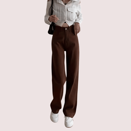 Women's Brown High Rise Wide Leg Loose Denim Jeans