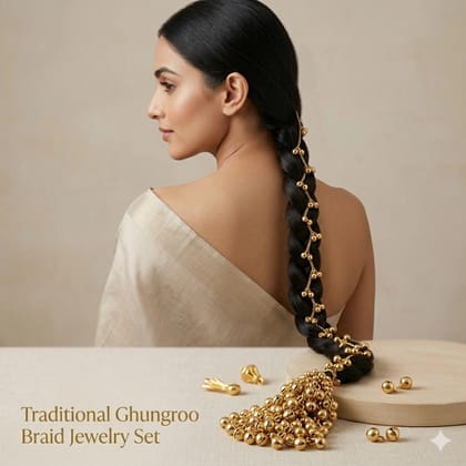 Premium Kashmiri Paranda Hair Accessories Golden Lightweight