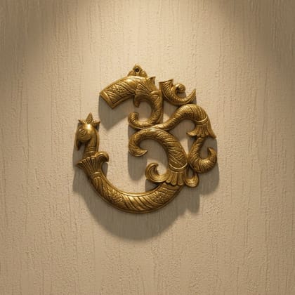 Brass Om Hanging Showpiece | Meditation Space Decor, Height : 10 Inch (FMAS786 G)