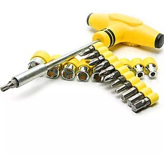 (Set of 21) UnV Screwdriver Socket Tool Kit Multipurpose Precision Repair Set (Yellow)