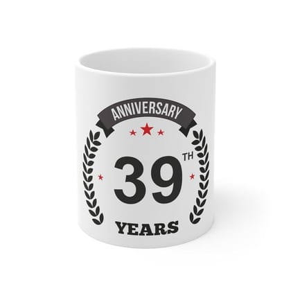 DARSHANS Ceramic 39th Anniversary Printed Coffee Mug (Color: White, Capacity:330ml)