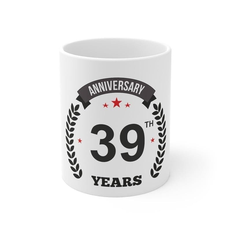 DARSHANS Ceramic 39th Anniversary Printed Coffee Mug (Color: White, Capacity:330ml)