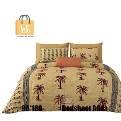 3001-Hometrade India-Standard King Size (90*108 Inches)-Buy Pure Cotton Jaipuri Printed Flat King Size Double Bedsheet With 2 Matching Pillow Cover