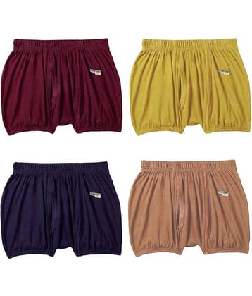 Rupa Frontline Macro Cotton Multicolour Inner Elastic Drawers/Underwear for Kids/Boys - Pack of 4