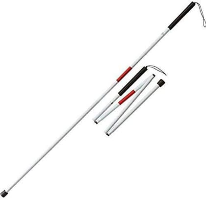 AAbha Folding Blind Cane Reflective Red Folding Walking Stick for Vision Impaired and Blind People - 4 Fold