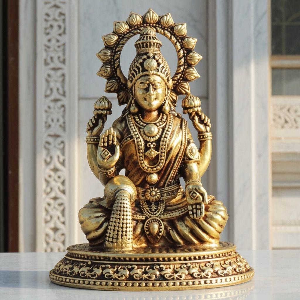 Brass Showpiece Laxmi Ji God Idol Statue, Made From Machine (BSMAS1701 L)