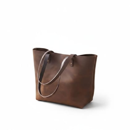 Minimalist Brown Leather Tote Bag