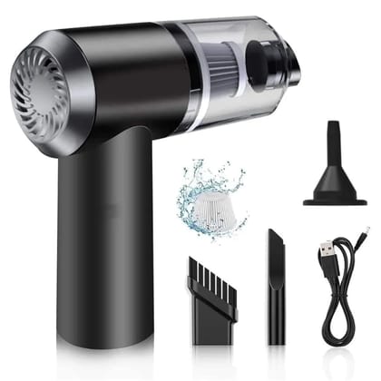 3-in-1 Portable Car Vacuum Cleaner with Blower, USB Rechargeable, Black, Wireless Handheld Mini Design, Strong Suction, Washable for Car, Home, Travel