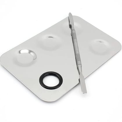 Elecsera Stainless Steel 5 Paint Wells Blending Palettes with Lid (Set of 1, Silver)