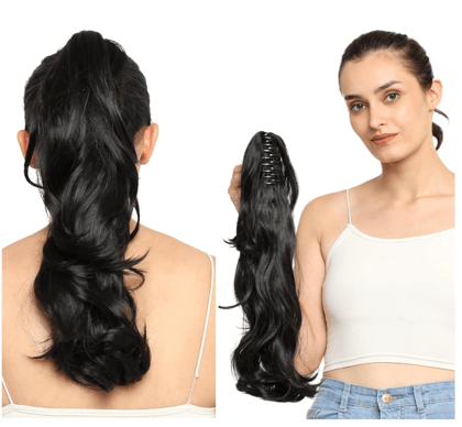 Prisha Hair Clip in Bangs for Women 100% Human Hair Extensions Wispy Bangs Fringe with Temples Hairpieces Bangs Flat Bangs Clip Curved Bangs (Black Brown