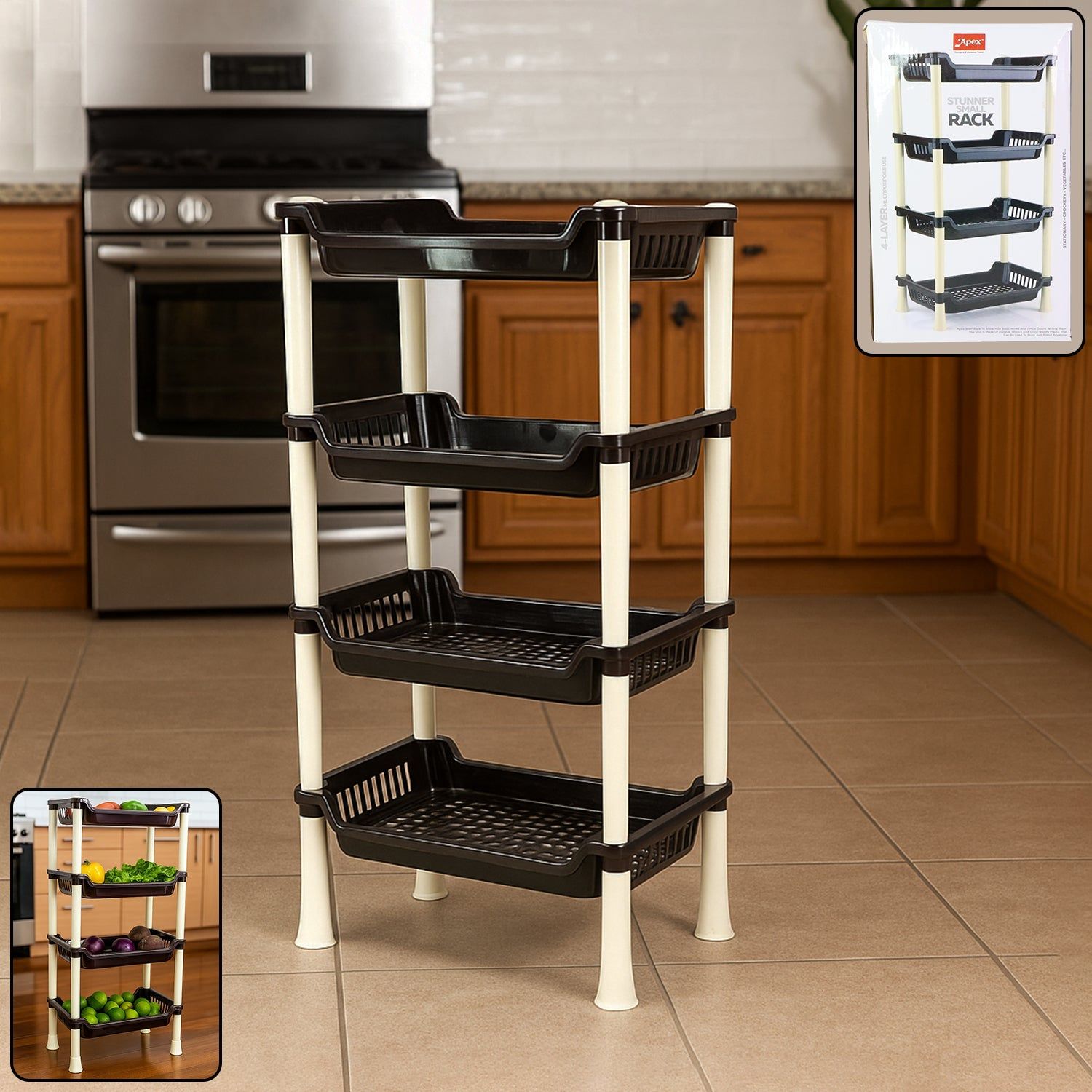 Apex 4-Layer Small Multipurpose Plastic Storage Rack