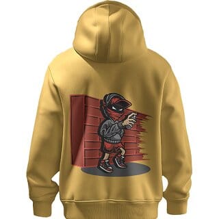 BULL CLOTHING Stylish Mens Hoodie with Urban Ninja Mustard Yellow Black Painter Design, Perfect for Casual Outings BULL CLOTHING Stylish Mens Hoodie with Urban Ninja Mustard Yellow Black Painter Design, Perfect for Casual Outings