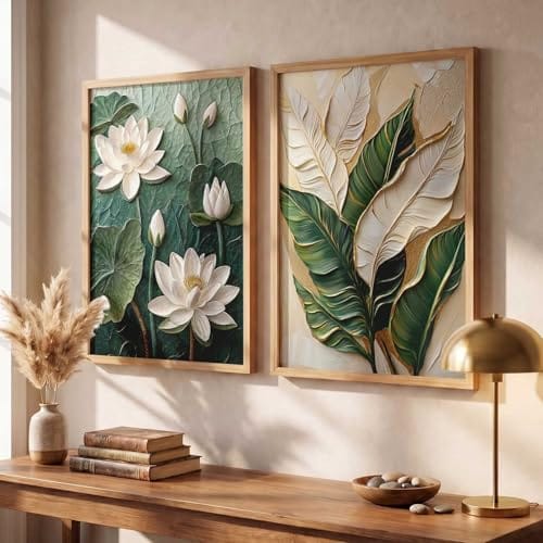 HOTHOUSE Indian Traditional Madhubani Art White lotus Painting Home Decoration With Frame For Living Room Bed Room