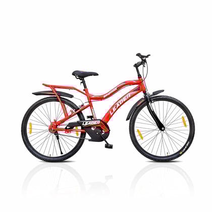 Leader Baymax 26T IBC MTB Cycle With Carrier Single Speed For Men 26 T Hybrid Cycle/City Bike (Single Speed, Red)