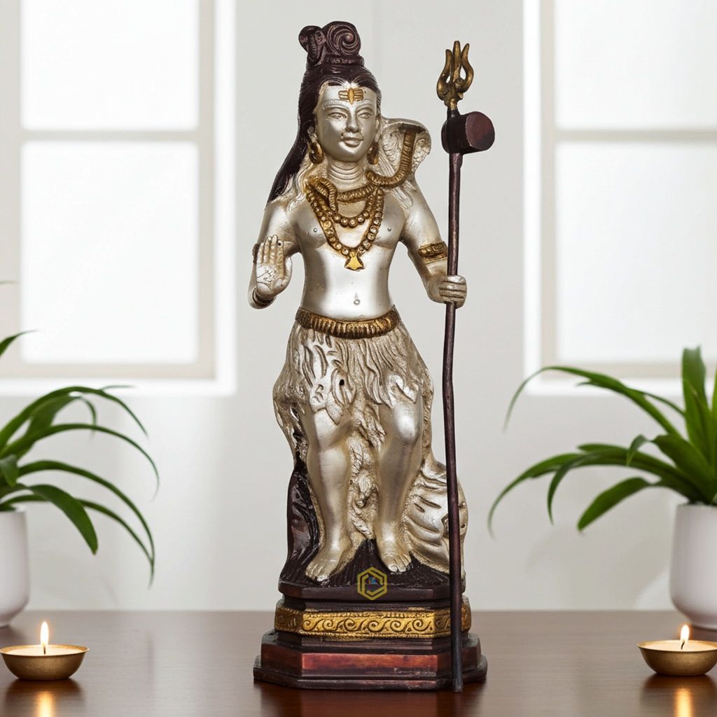 Brass Shiv Ji Statue - Handcrafted Brass Murti, Height : 12 Inch (BSMAS484)