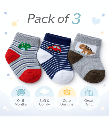 BBYARAJ Pack of 3 Baby Boys Polyester Ankle Length Socks ( Gold )