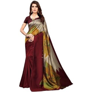 SVB Sarees Maroon Art Silk Mysore Silk Saree