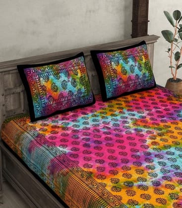 Colorful Elegance 240 TC Cotton Kerry Pattern Bed Sheet & Pillow Covers