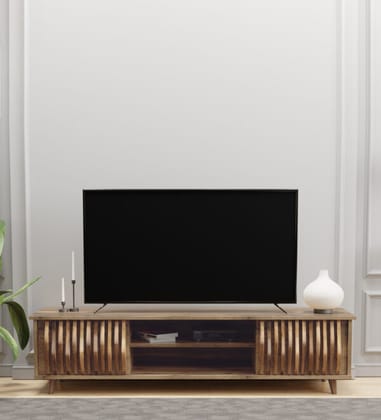 Eros Furniture Woton Engineered Wood TV Unit with Cable Management and Display Shelves