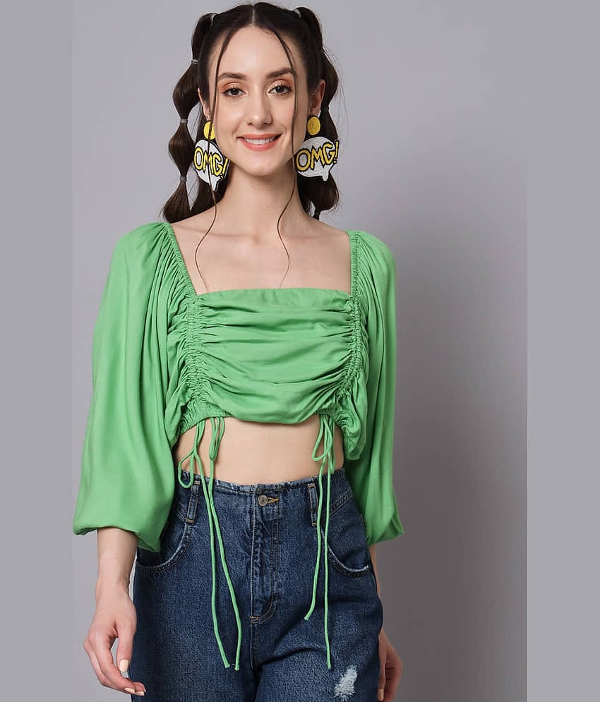 The Dry State Women's Rayon Crop Top ( Green )