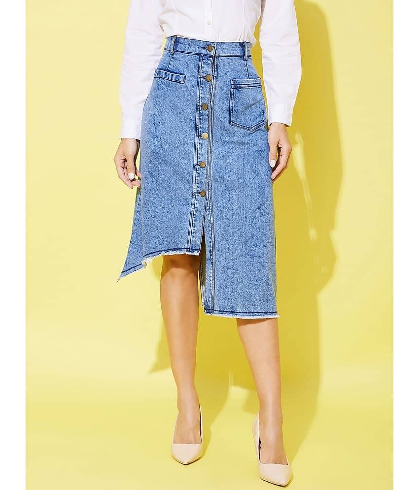 StyleStone - Blue Denim Women's A-Line Skirt ( Pack of 1 )