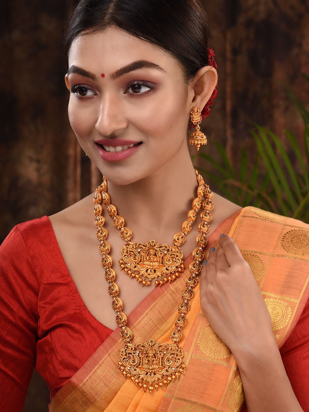Gold Plated Trendy combo Temple Jewellery Set