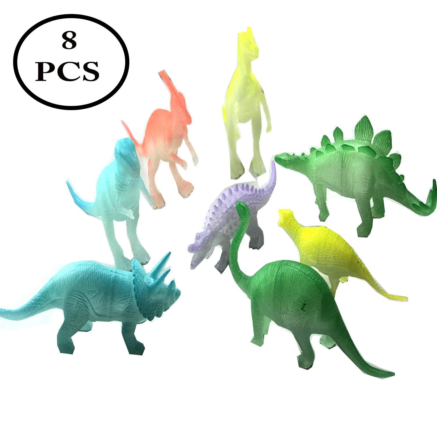 Nawani Animals Figures Set for Kids/Young Ones Pack of 8 Multi Coloured Different Dinosaurs (Medium Size) (Multi Coloured)