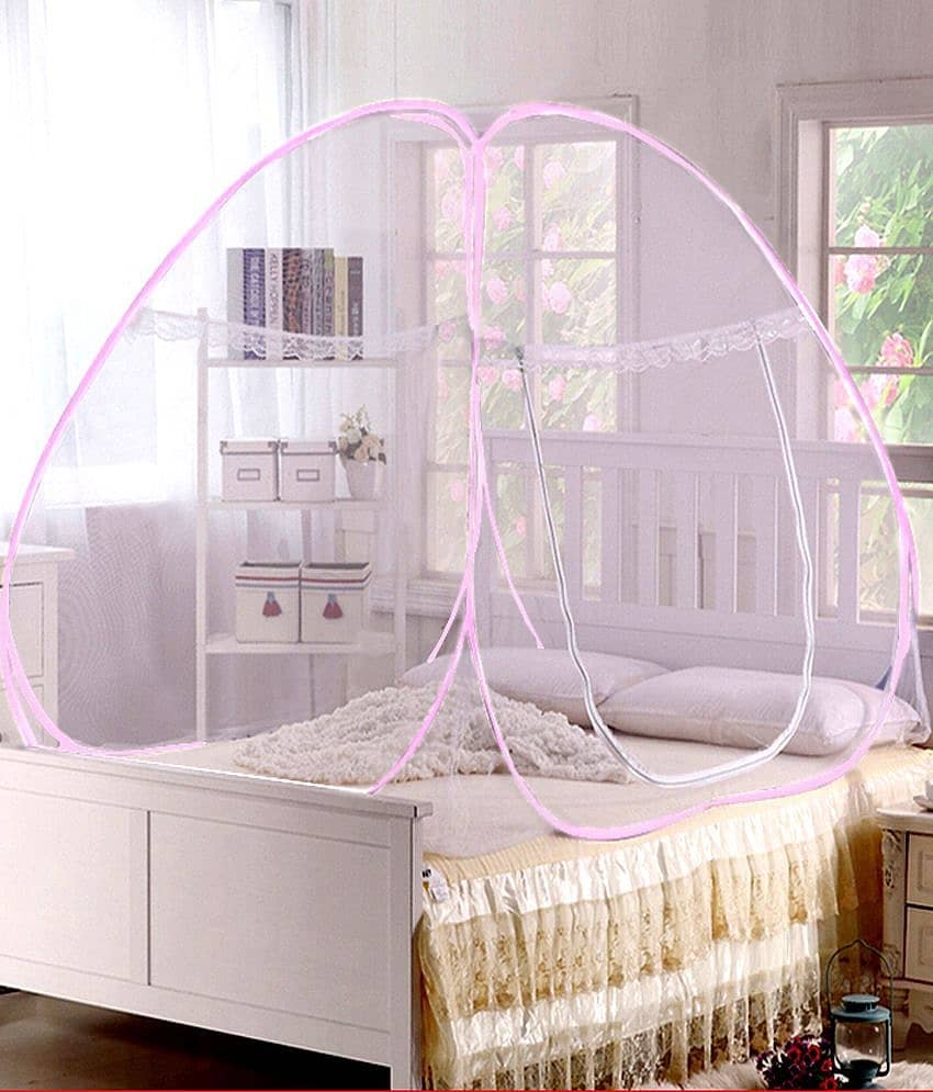 YUTIRITI Double Pink Plain Mosquito Net