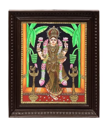 Devi Lakshmi Traditional Tanjore Painting By Authentic Handcrafted Method (Size 12x10)