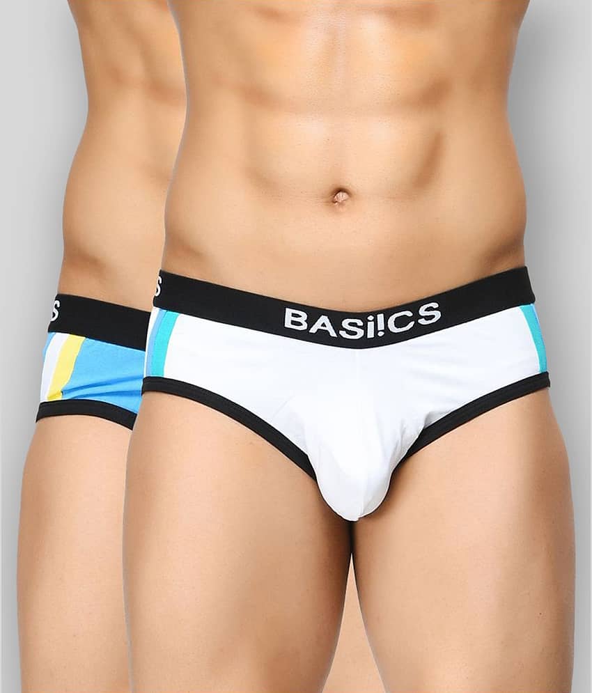 BASIICS By La Intimo Pack of 2 100% Cotton Briefs For Men's ( White )