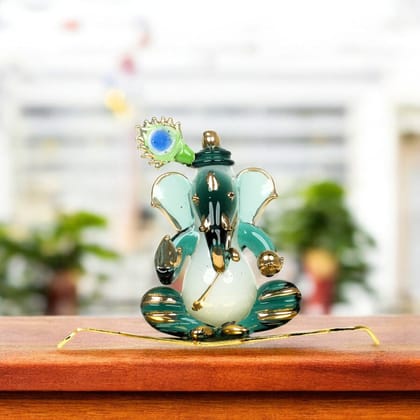 Lord Ganesha Glass Decorative Idol