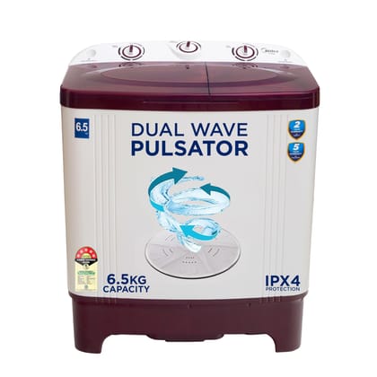 Midea 6.5 kg 5 Star Semi Automatic Top Load Washing Machine Maroon, Rust Proof Body (MWMSA065PPG(MW), Rat Away Feature) Midea 6.5 kg 5 Star Semi Automatic Top Load Washing Machine Maroon, Rust Proof Body (MWMSA065PPG(MW), Rat Away Feature) - Maroon White Midea 6.5 kg 5 Star Semi Automatic Top Load Washing Machine Maroon, Rust Proof Body (MWMSA065PPG(MW), Rat Away Feature) Midea 6.5 kg 5 Star Semi Automatic Top Load Washing Machine Maroon, Rust Proof Body (MWMSA065PPG(MW), Rat Away Feature) - Maroon White
