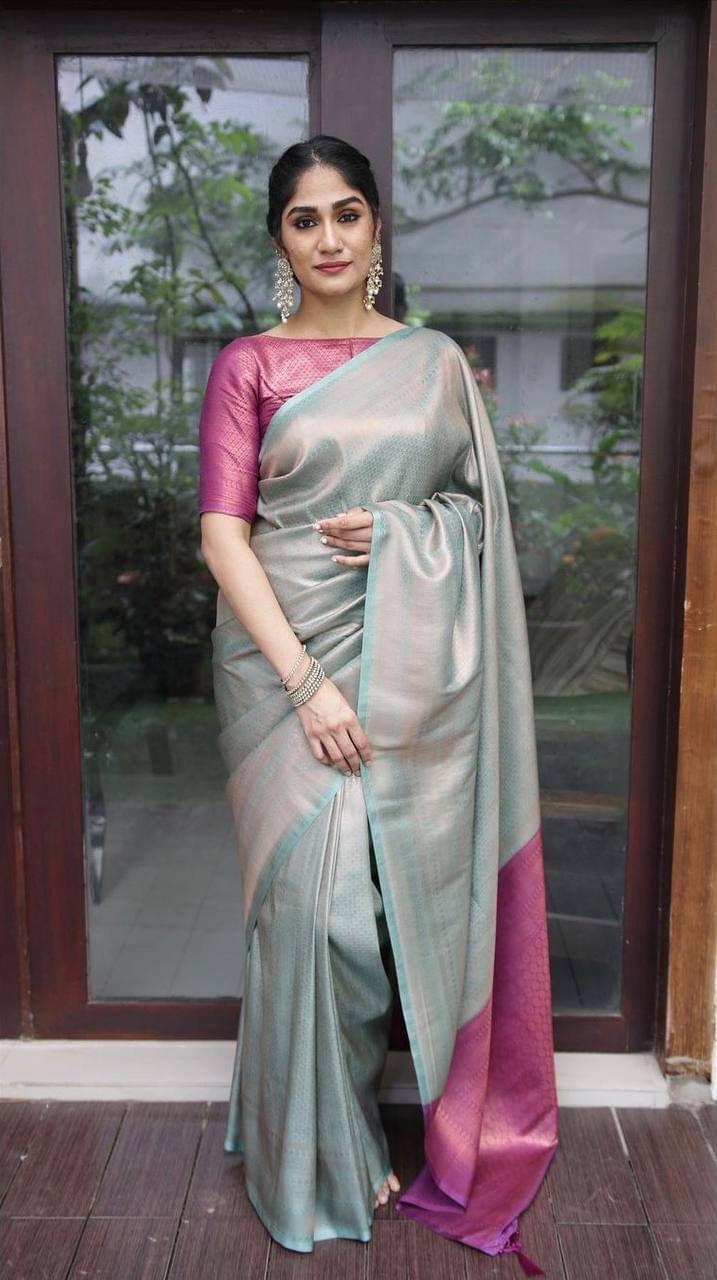 Zari Work Silk Saree With Blouse Piece