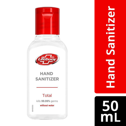 Lifebuoy Total Hand Sanitizer - Alcohol Based, Kills 99.99% Germs Without Water, 50 Ml Bottle Lifebuoy Total Hand Sanitizer - Alcohol Based, Kills 99.99% Germs Without Water, 50 Ml Bottle