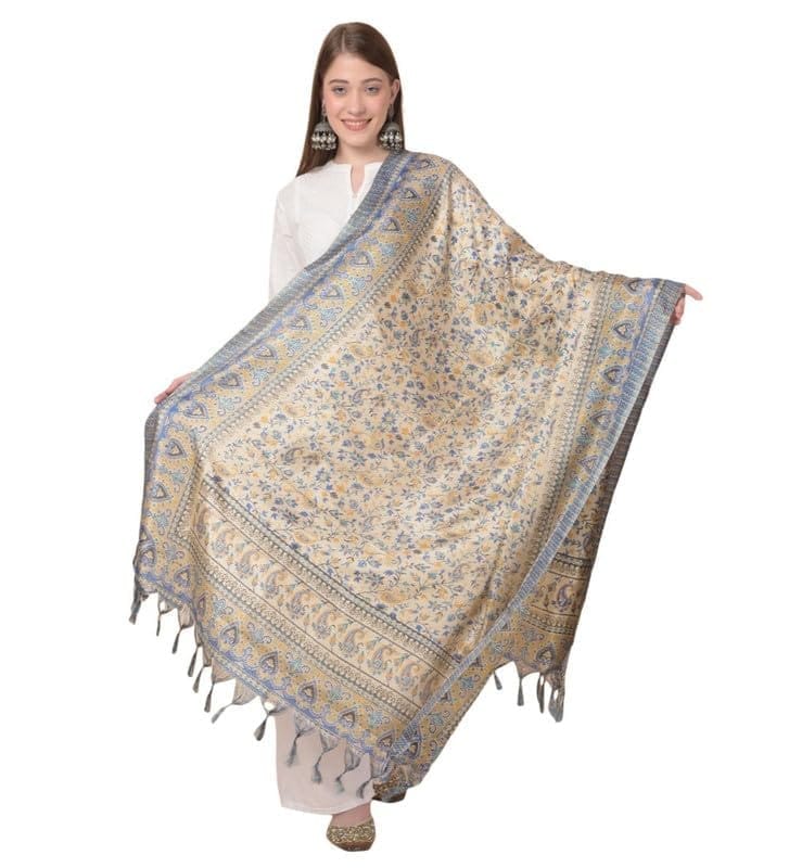 Women's Art Silk Printed Dupatta (Grey)-PID47062