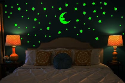 DreamKraft Galaxy of Stars Radium Glow in The Dark Wall Sticker for Kids Room and Bedroom (Pack of 4 Sheet)