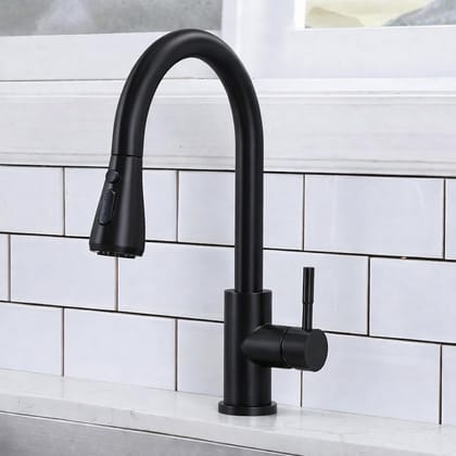 Stainless Steel Kitchen Faucet with Pull Down Sprayer,High Single Handle Brushed Nickel Kitchen Sink Faucet, Spring Spout Pull Out Bar Tap,360 Swivel Commercial Modern Kitchen Sink tap Black