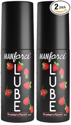 Manforce Lube  Lubrication Gel for Men & Women  Water-Based Gel  Skin-Friendly  Safe to Use with Condoms  Strawberry Flavoured  60ml x pack of 2