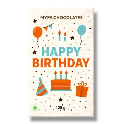 Myfa Chocolates Happy Birthday Gift Box - 120g Premium Chocolate Bar | Delicious Birthday Treat for Kids, Friends, and Family | Unique Colorful Gift Pack Myfa Chocolates Happy Birthday Gift Box - 120g Premium Chocolate Bar | Delicious Birthday Treat for Kids, Friends, and Family | Unique Colorful Gift Pack