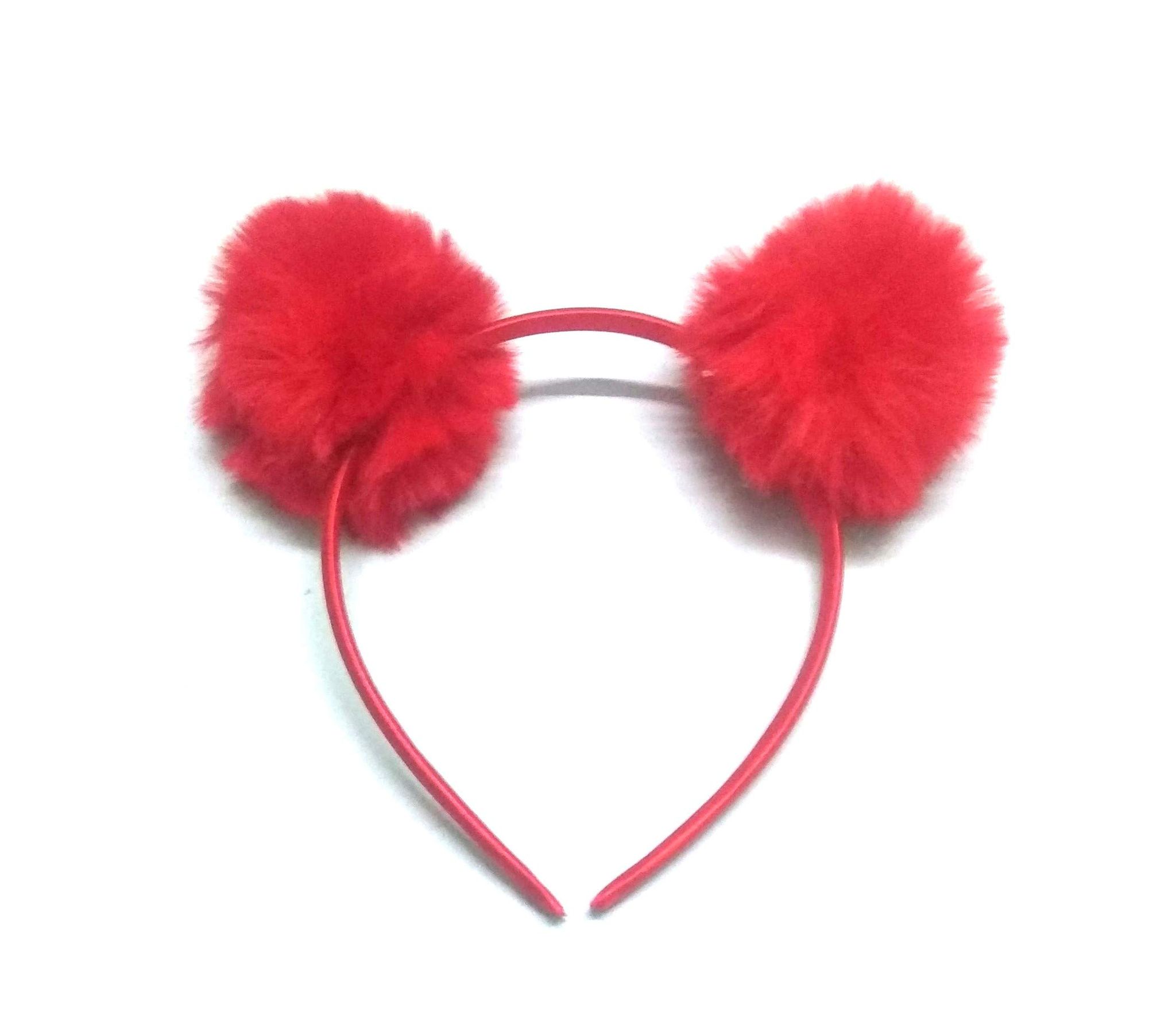Nawani Pom Pom Fur Plastic Hairband Headband for Girls and Woman