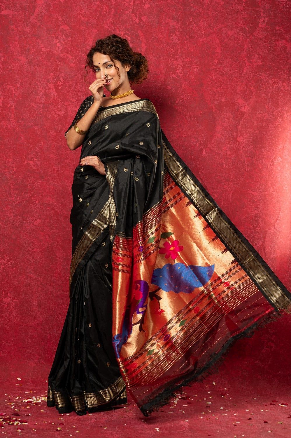 Chandrakor: Handloom Pure Silk Paithani Saree with Traditional Peacock Pallu ~ Royal Blue