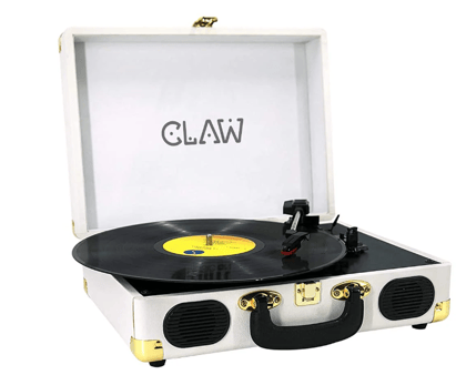 CLAW Stag Portable - Turntable with Built-in Stereo Speakers (White)